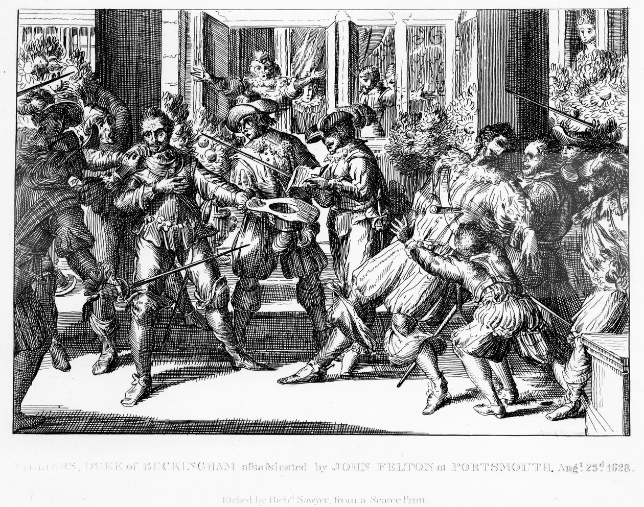 De moord op George Villiers, 1e hertog van Buckingham, c.1822 door English School