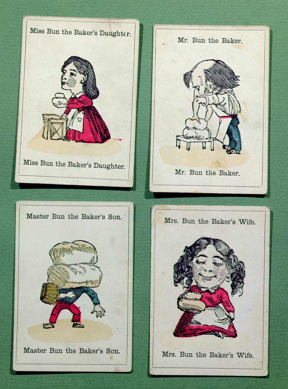 De familie Bakker uit een spelletje Happy Families, midden 19e eeuw door English School