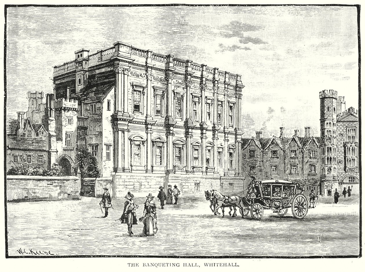 De Banqueting Hall, Whitehall (gravure) door English School