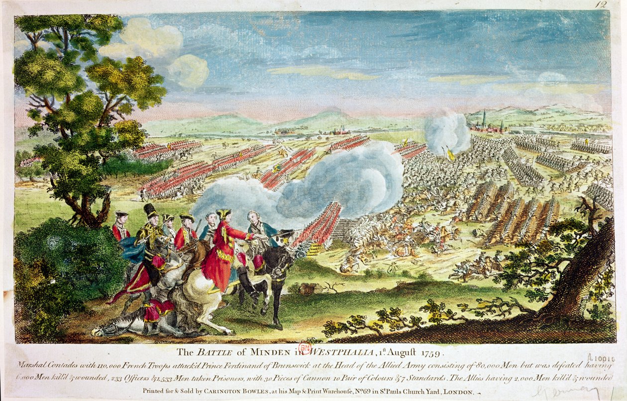 De Slag bij Minden in Westfalen in 1759 door English School