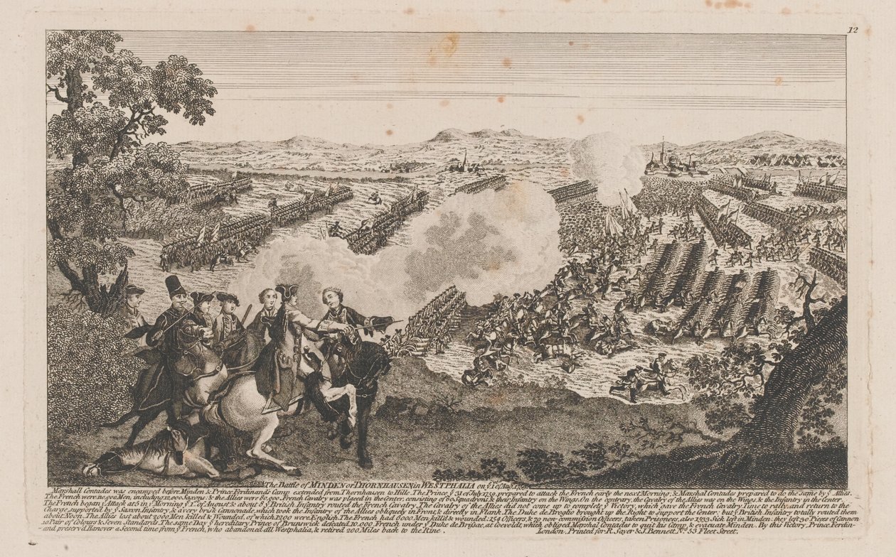 De Slag bij Minden of Thornhausen in Westfalen op 1 augustus 1759 door English School