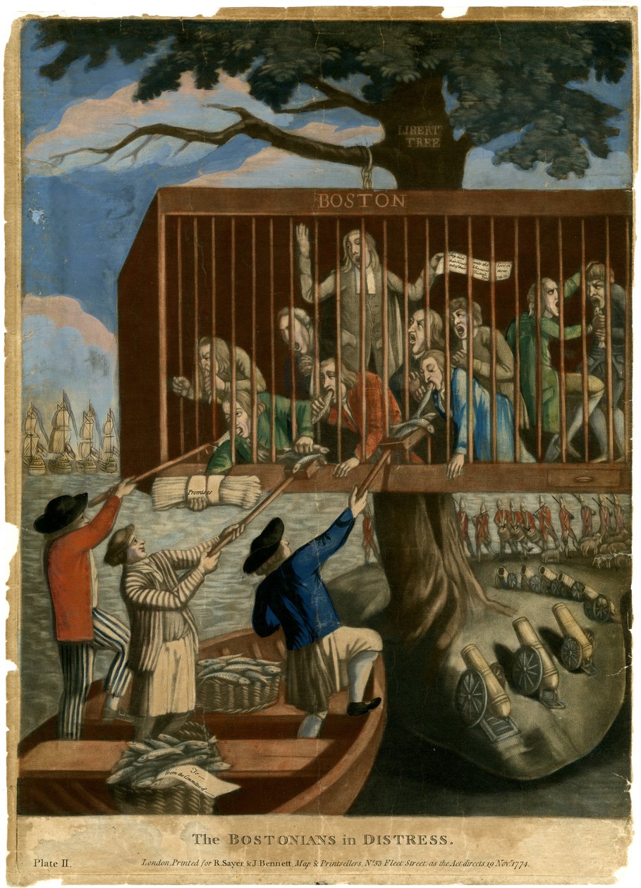 De Bostonianen in nood, 1774 door English School