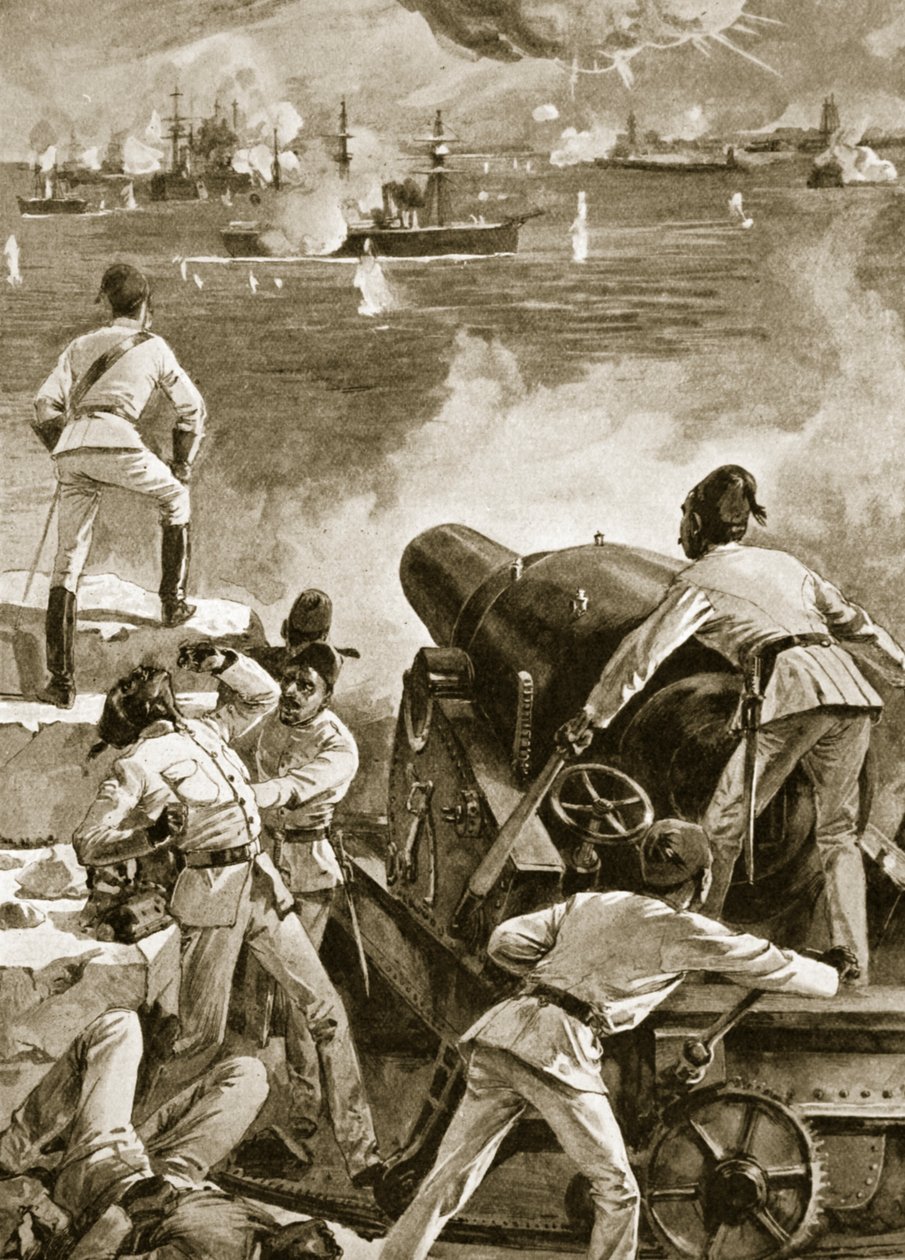 De Britse vloot bombardeert de havens van Alexandrië, 11 juli 1882 door English School