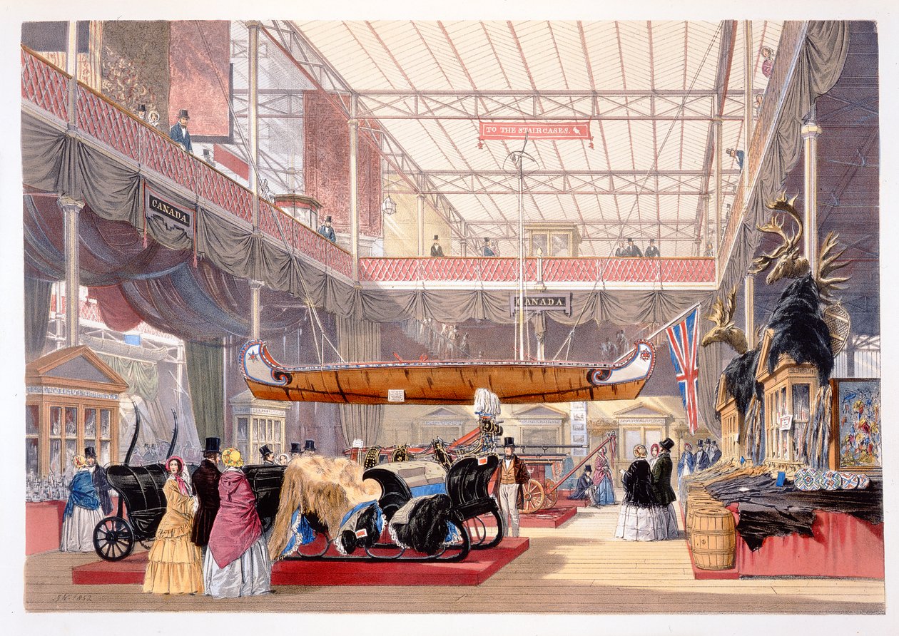 De Canadese Hal uit Dickinsons Comprehensive Pictures of the Great Exhibition of 1851..., gepubliceerd door Dickinson Brothers, 1854 door English School