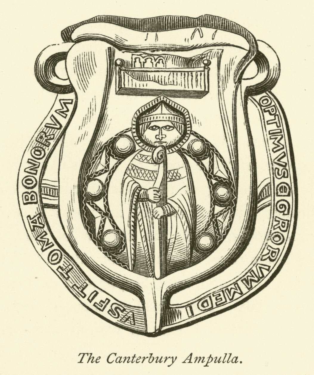 De Canterbury Ampulla (gravure) door English School