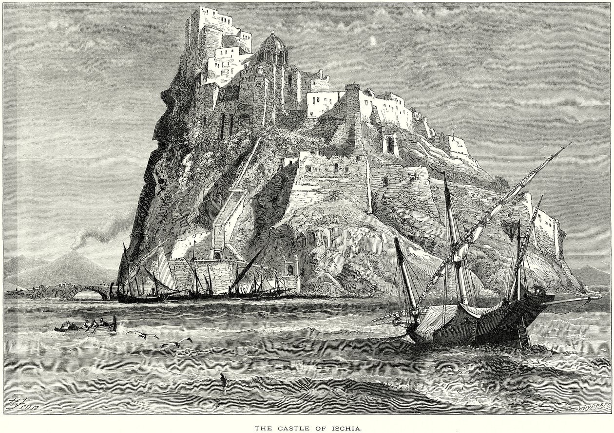 Het kasteel van Ischia (gravure) door English School