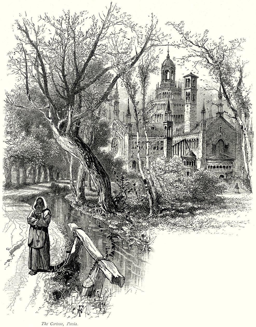 De Certosa, Pavia (gravure) door English School