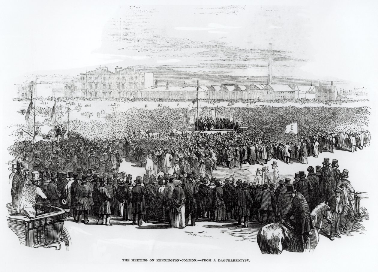 De Chartist Meeting op Kennington Common, april 1848 door English School