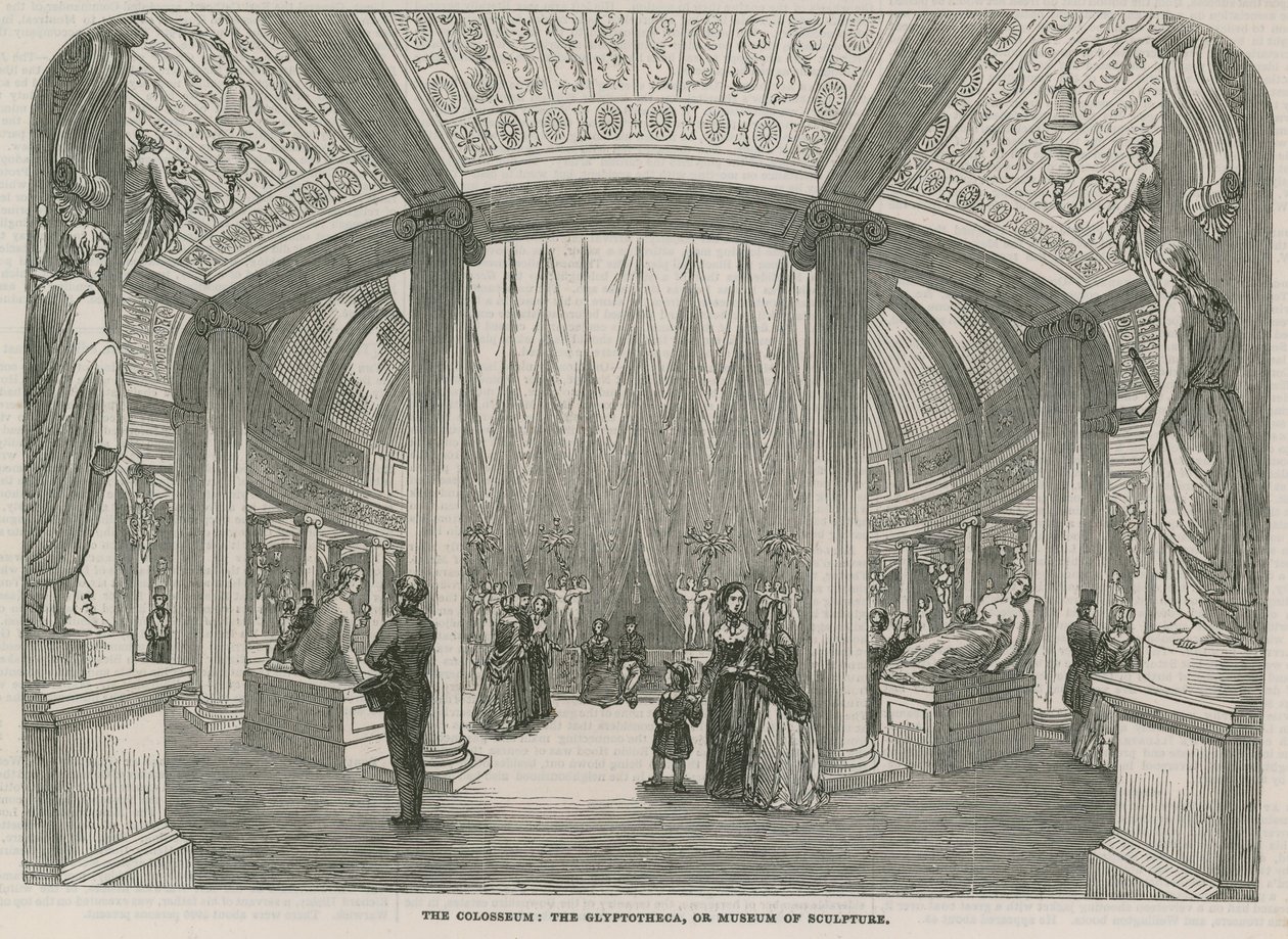 Het Colosseum - De Glyptotheca, of museum van beeldhouwkunst (gravure) door English School
