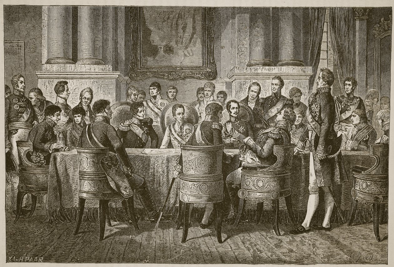 Het Congres van Wenen, illustratie uit Cassells Geïllustreerde Geschiedenis van Engeland door English School