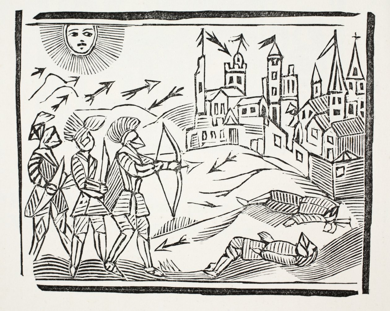 De verovering van Frankrijk met het leven en de glorieuze daden van Edward de Zwarte Prins, illustratie uit Chap-books van de achttiende eeuw door John Ashton, uitgegeven 1882 door English School