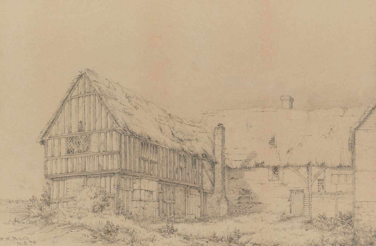 The Court Lodge in East Farleigh, nabij Maidstone, ca. 1874 (Potlood) door English School