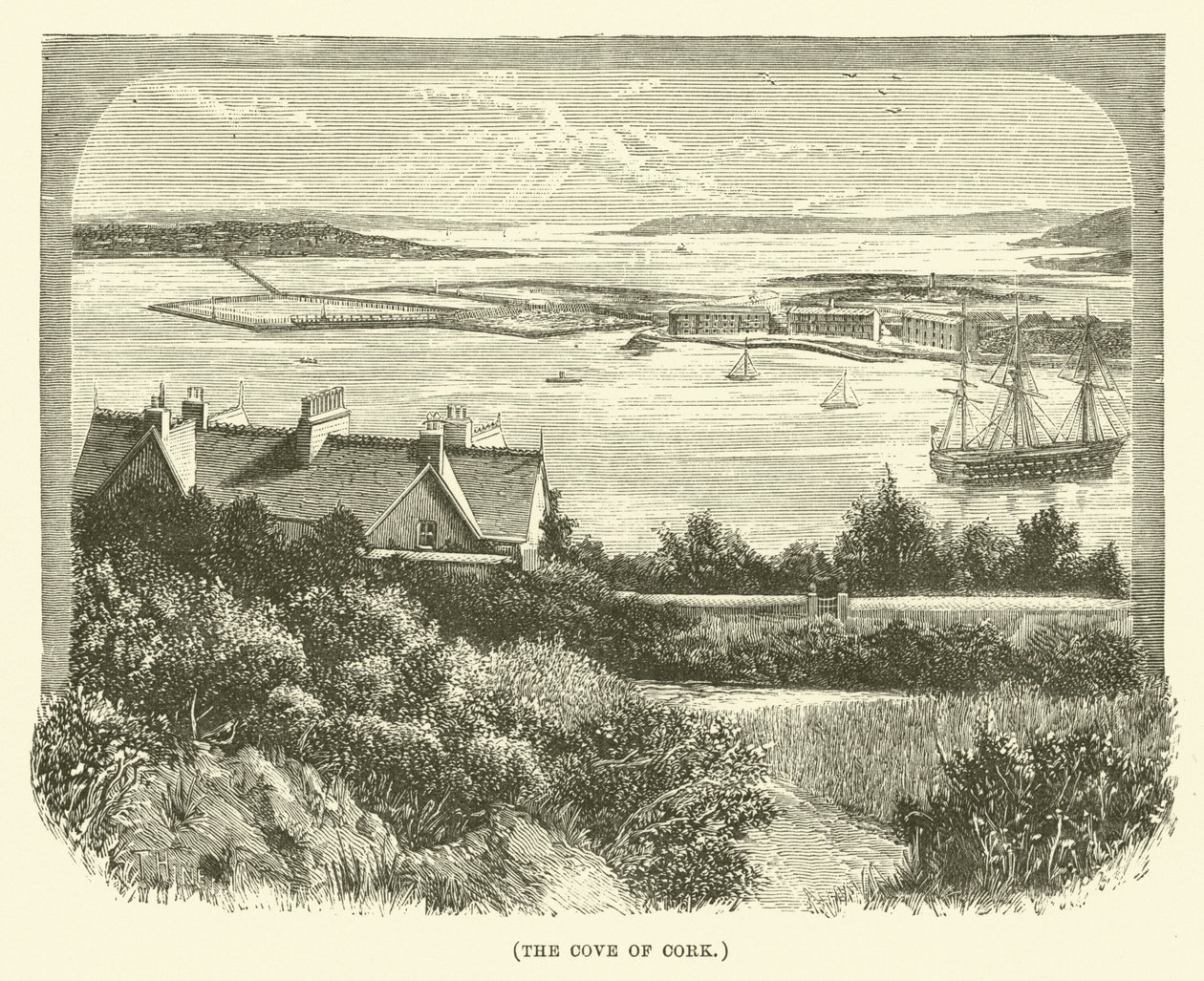 De inham van Cork (gravure) door English School