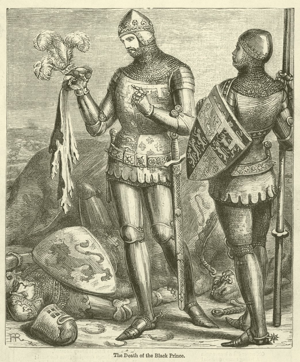 De dood van de zwarte prins (gravure) door English School