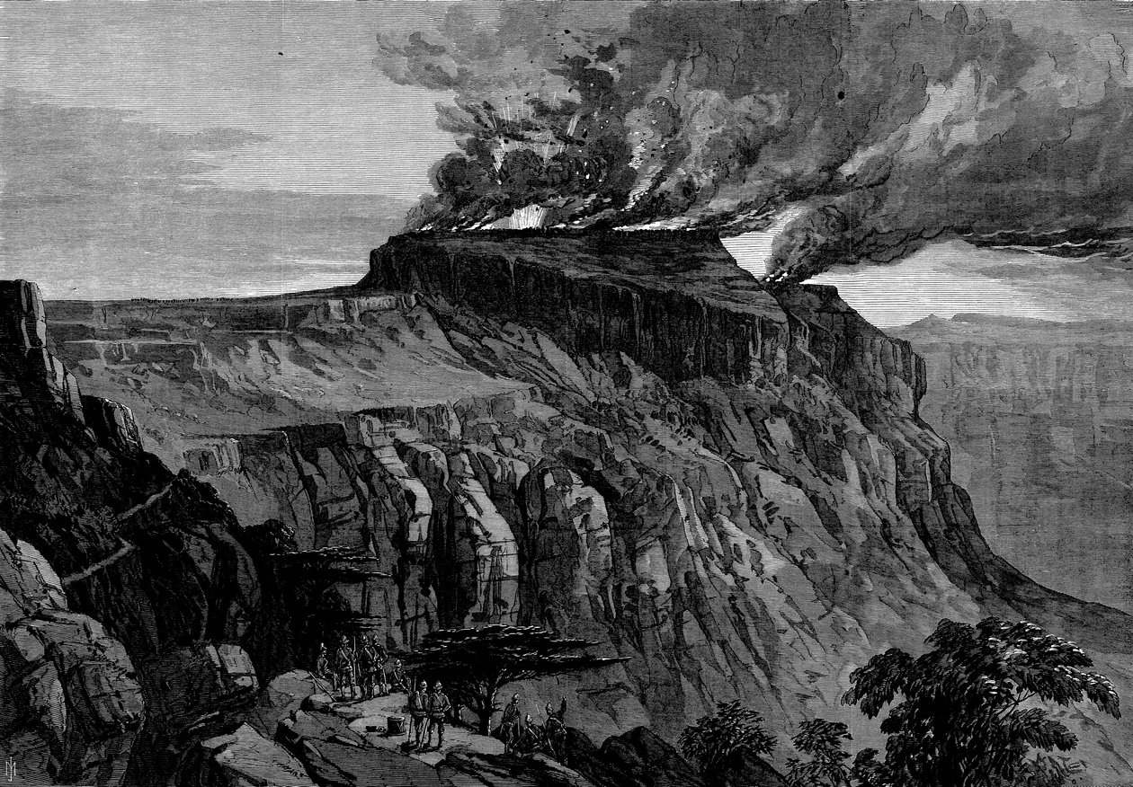 De vernietiging van Magdala, uit De Britse expeditie naar Abessinië, 1868 door English School