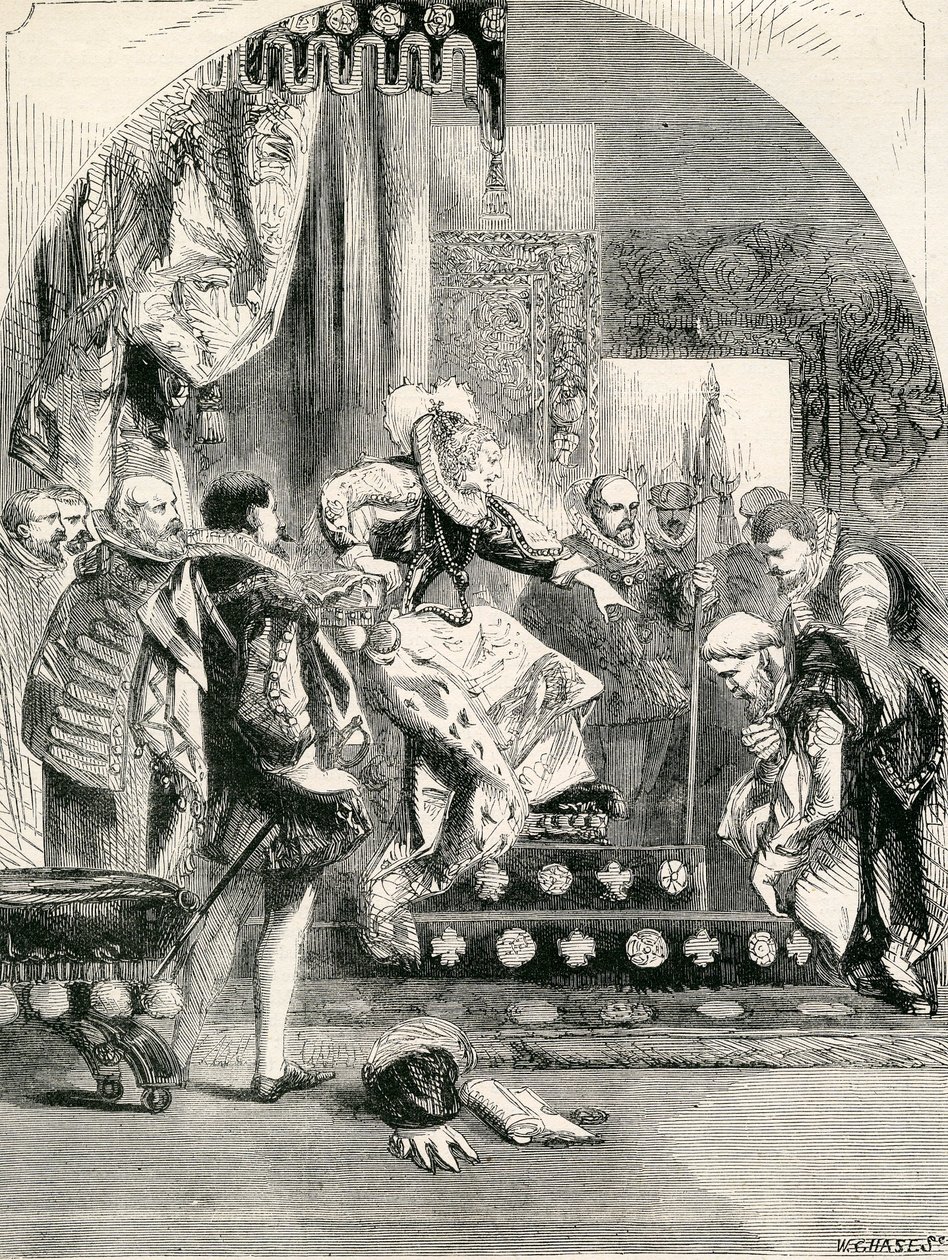 Het ontslag van de Graaf van Murray en de Abt van Kilwinning door Elizabeth, 1865 door English School