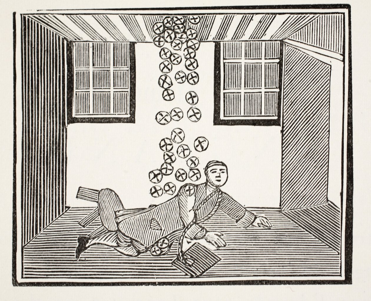 De erfenis van de dronkaard, illustratie uit Chap-books of the Eighteenth Century door John Ashton, uitgegeven 1882 door English School