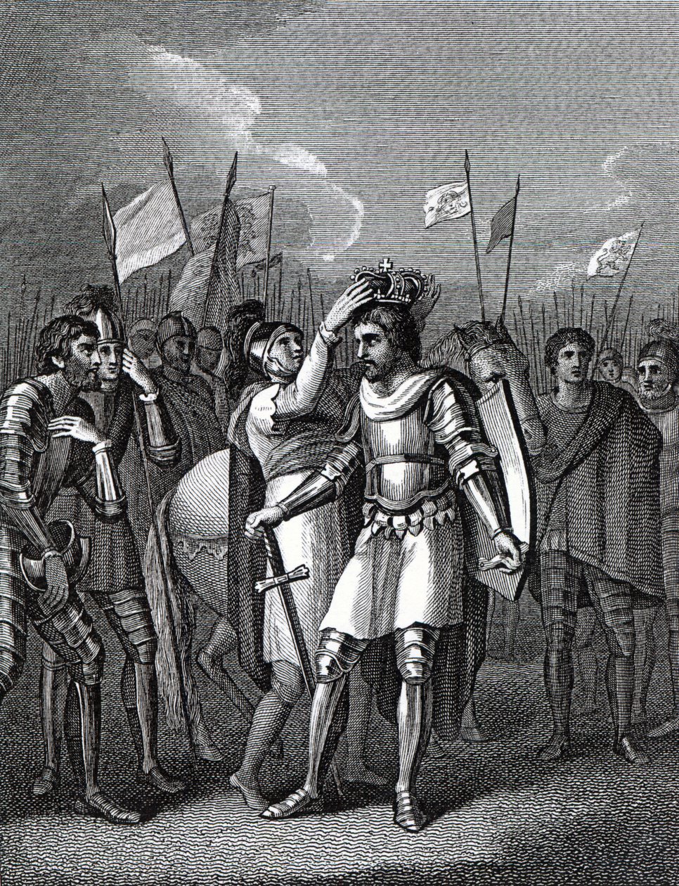 De graaf van Richmond gekozen tot koning na de Slag bij Bosworth, uit 