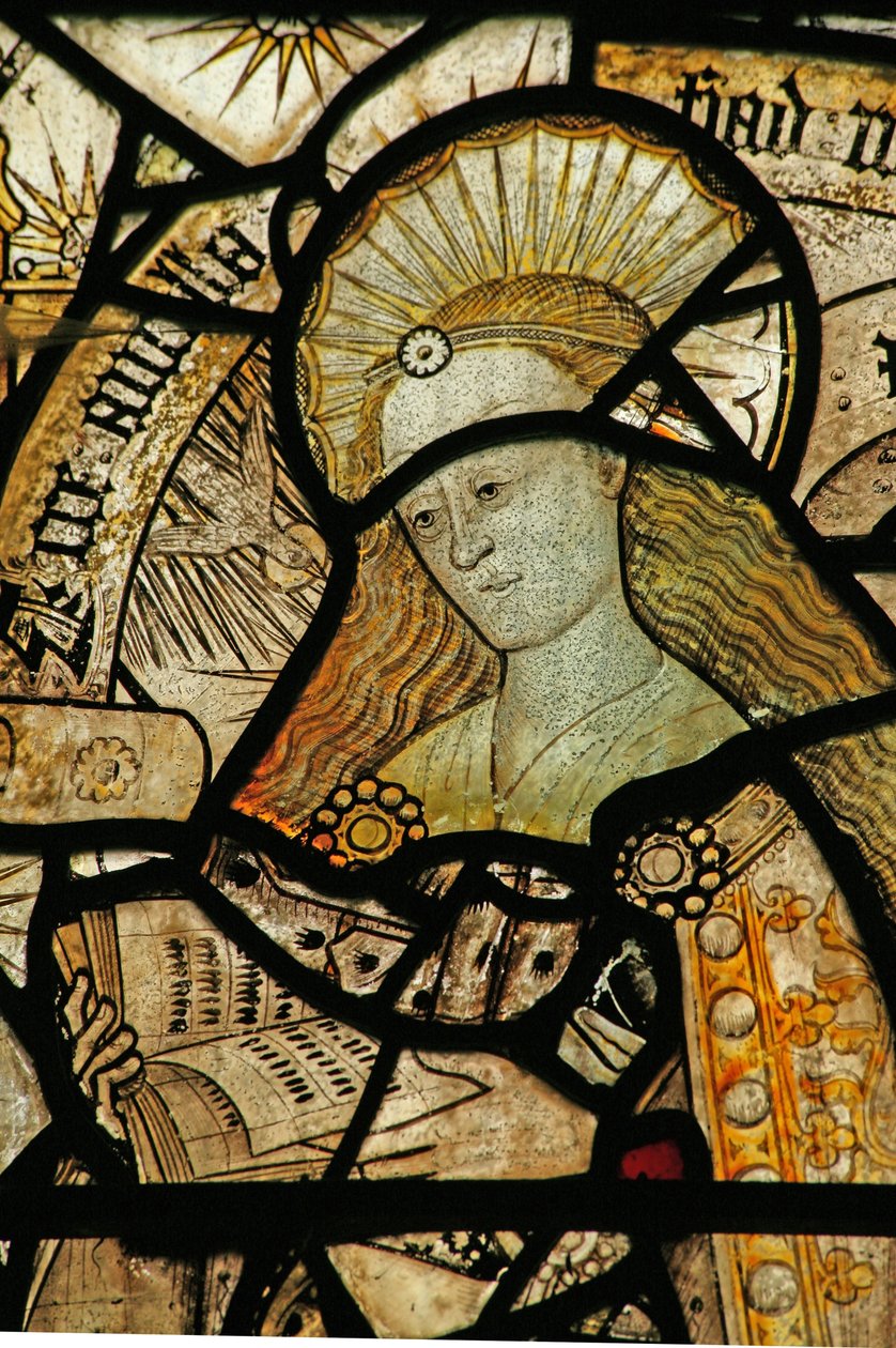 Het oostelijke raam met de Maagd Maria bij de Annunciatie door English School