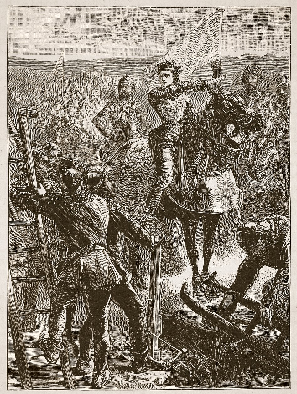 De Engelsen voor Harfleur, illustratie uit Cassells Geïllustreerde Geschiedenis van Engeland door English School