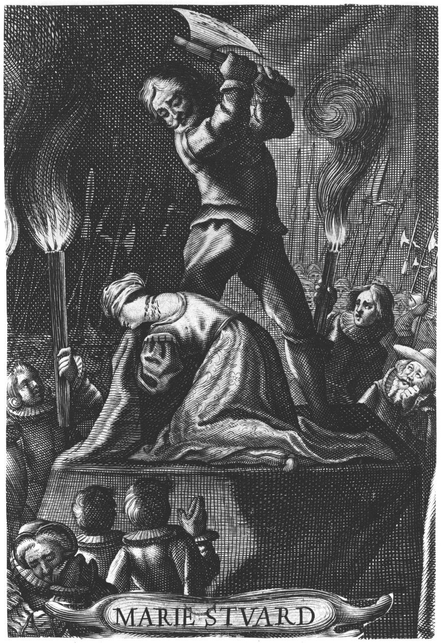De Executie van Mary Queen of Scots (1542-87) 8 februari 1587 door English School