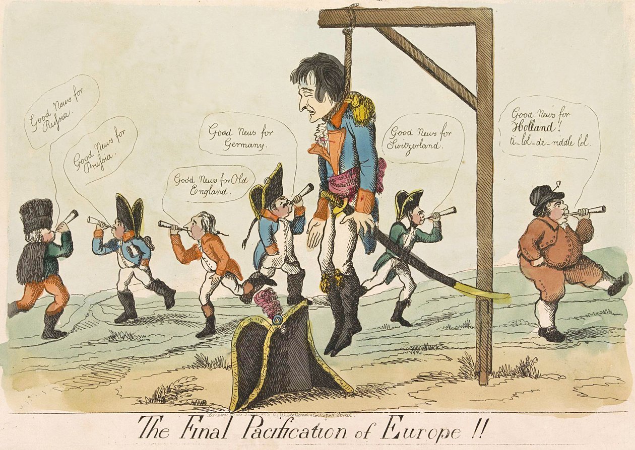 De definitieve pacificatie van Europa!!, uitgegeven 1803 (handgekleurde gravure) door English School