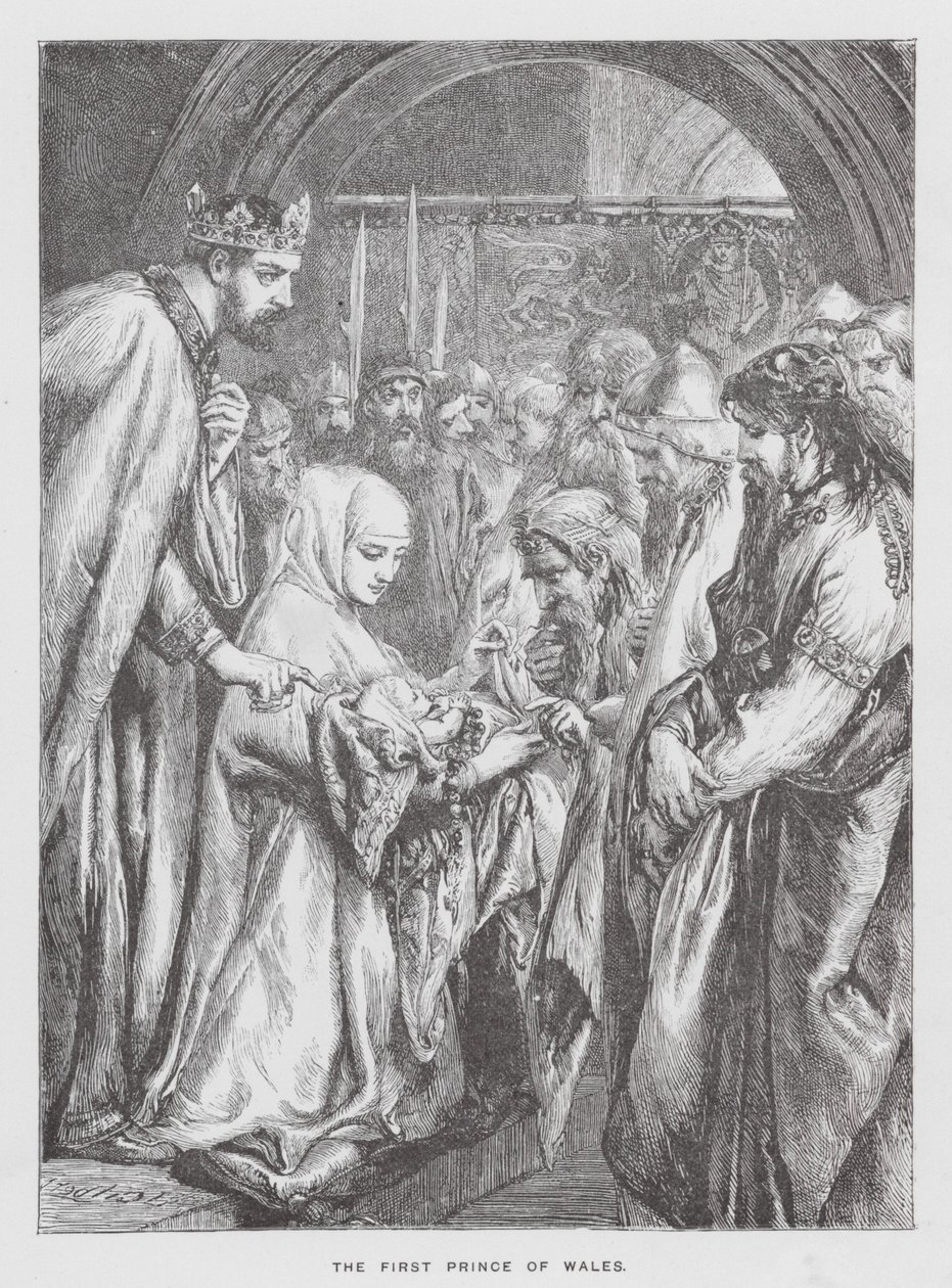 De eerste prins van Wales (gravure) door English School