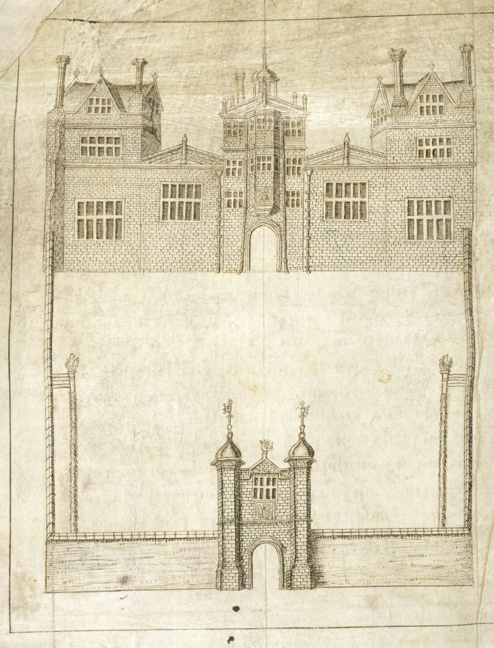 De Voorkant van Wilton House (detail) door English School