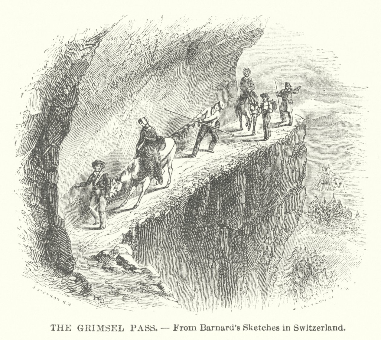 De Grimselpas (gravure) door English School