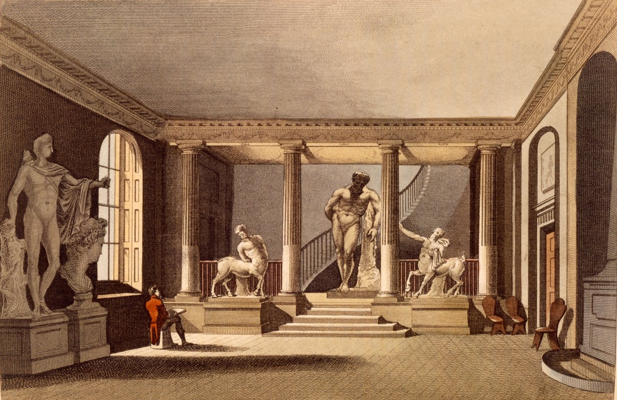 De Hal in de Koninklijke Academie, Somerset House, illustratie uit Ackermanns Repository of Arts, gepubliceerd mei 1810 door English School