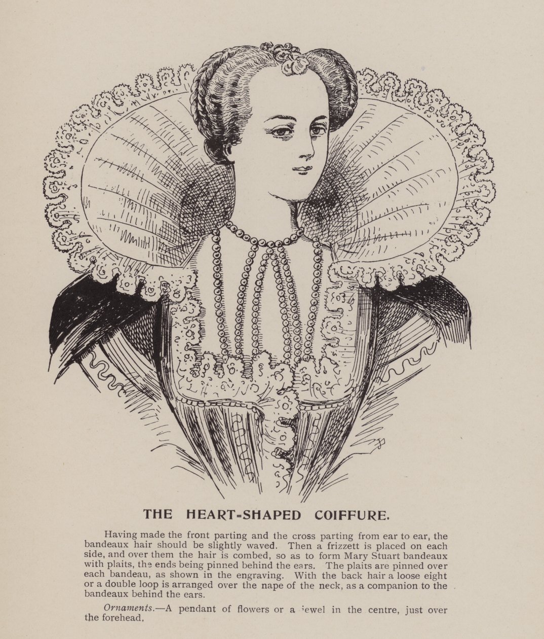 De hartvormige kapsel (gravure) door English School
