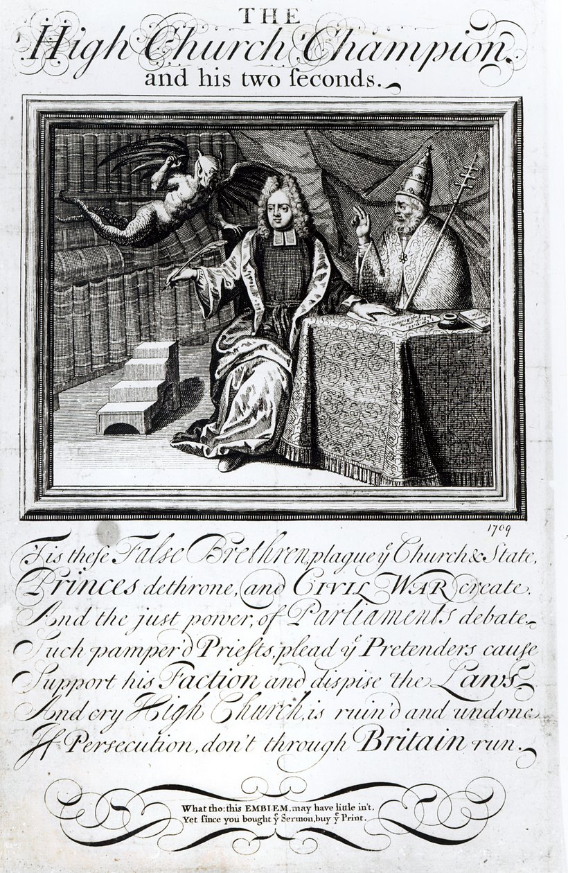 De Hoge Kerk Kampioen en zijn twee seconden, 1709 door English School