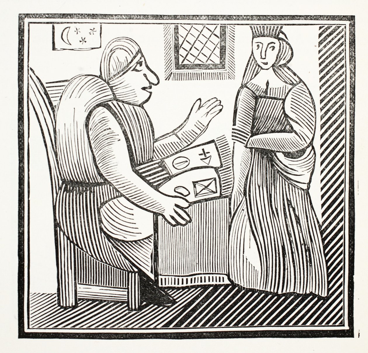 De Geschiedenis van Moeder Bunch van het Westen, illustratie uit Chap-books of the Eighteenth Century door John Ashton, gepubliceerd 1882 door English School