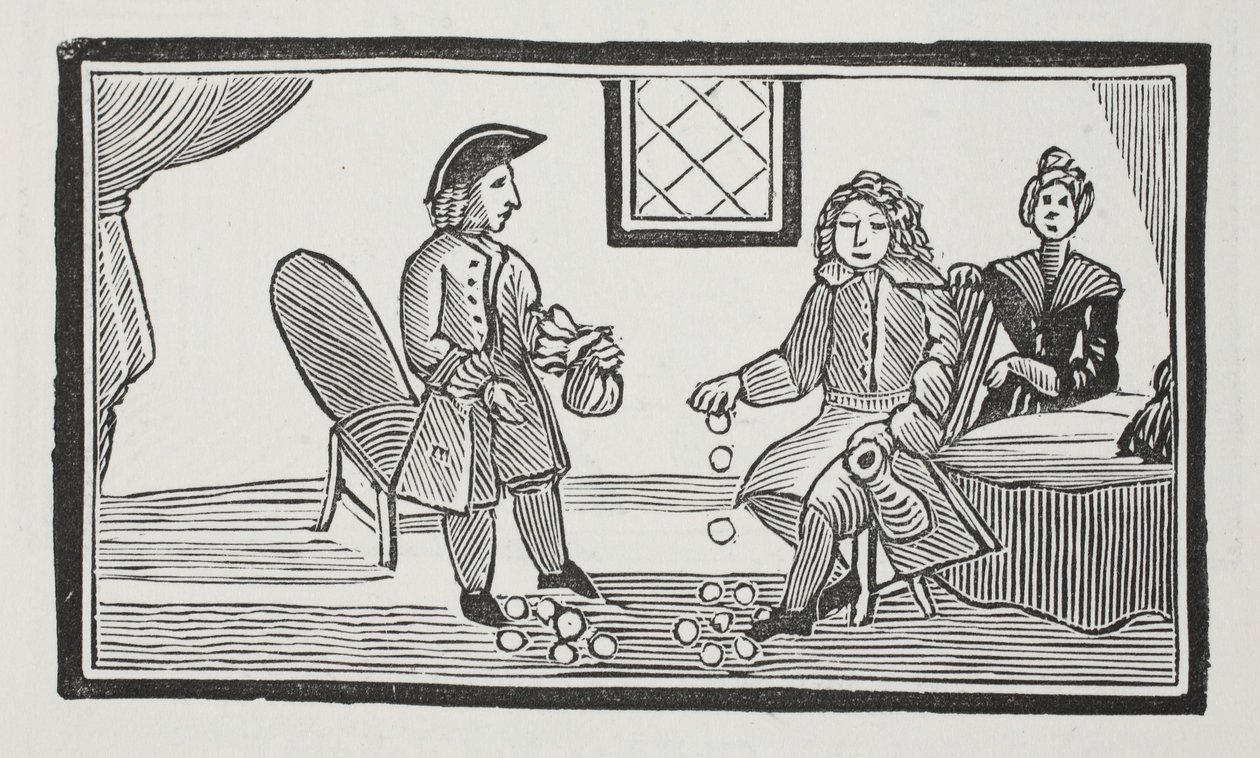 De geschiedenis van de blinde bedelaar van Bethnal Green, illustratie uit Chap-books van de achttiende eeuw door John Ashton, uitgegeven 1882 door English School