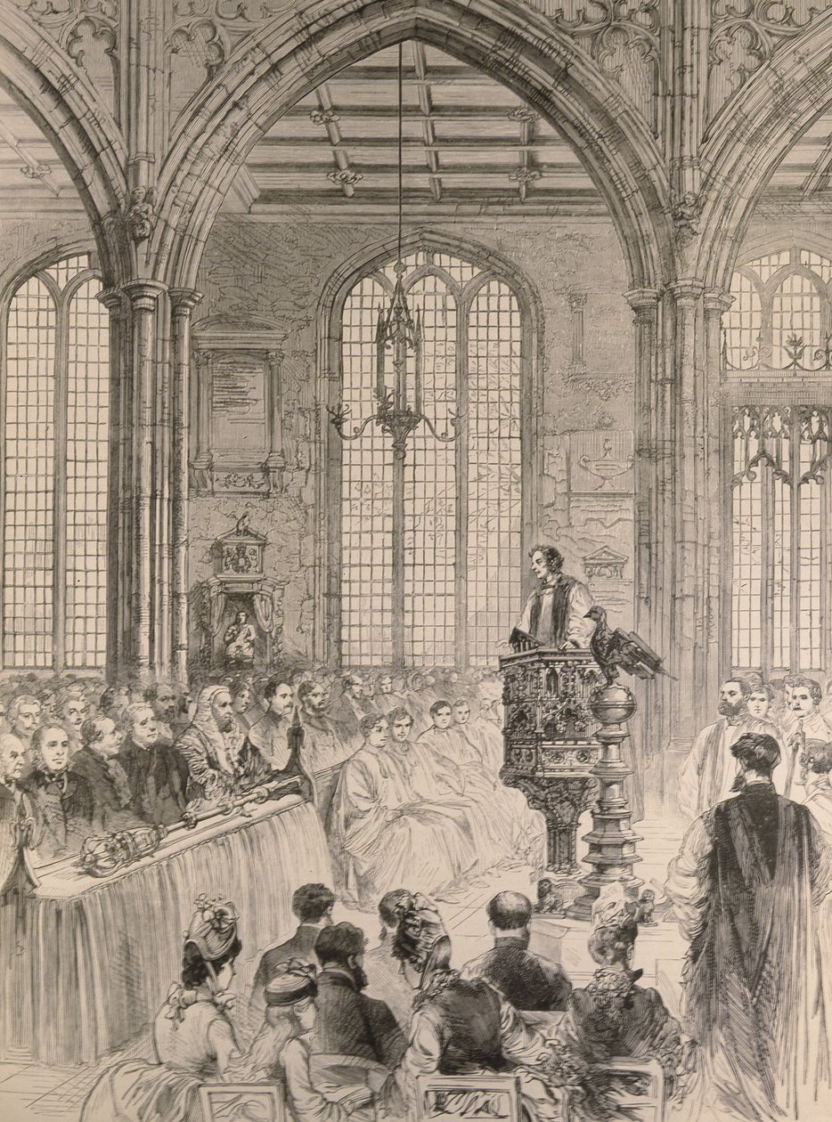 Het Lagerhuis Bijgewoond in Staat de Jubileumdienst in St. Margarets Kerk, Westminster, uit The Illustrated London News, 28 mei 1887 door English School