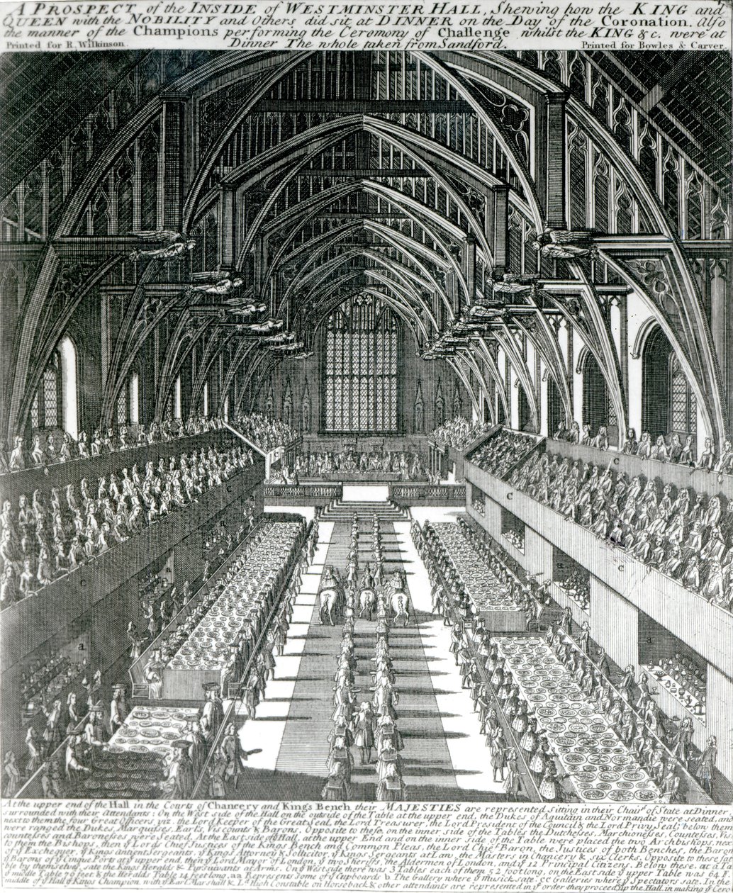 Het interieur van Westminster Hall door English School