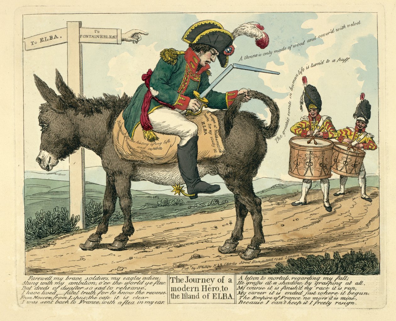 De reis van een moderne held naar het eiland Elba, gepubliceerd in Londen, 1814 door English School