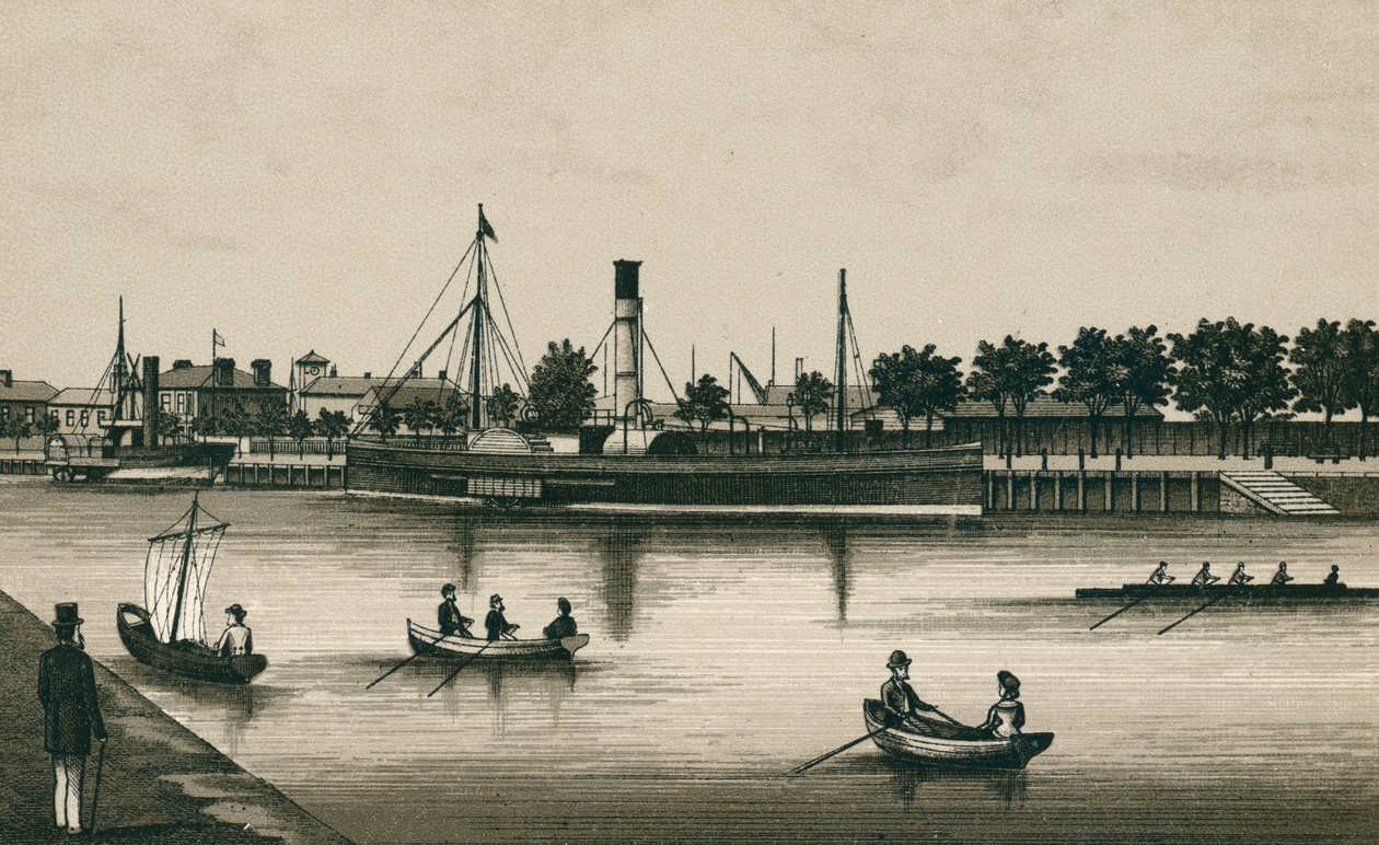 Landing Stage River View, Ipswich (litho) door English School