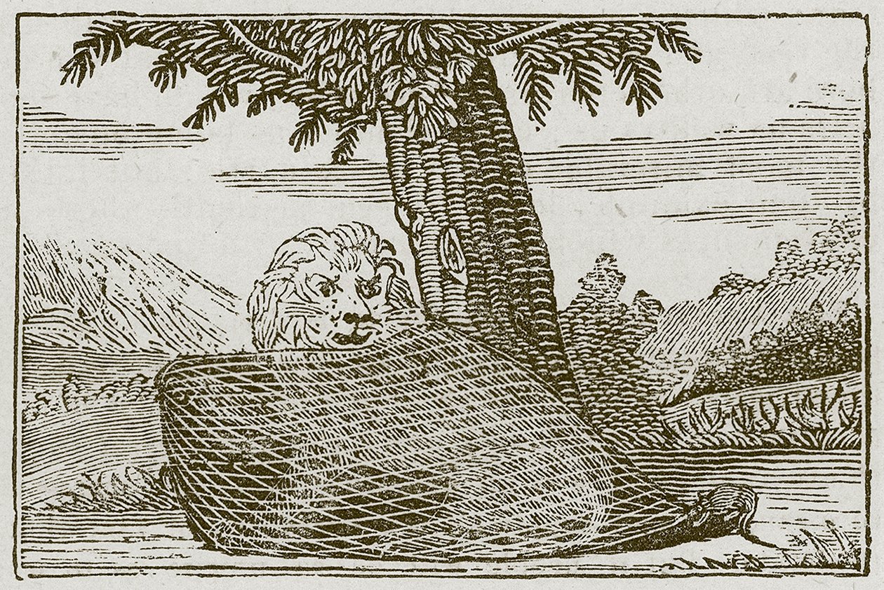 De leeuw en de muis (gravure) door English School