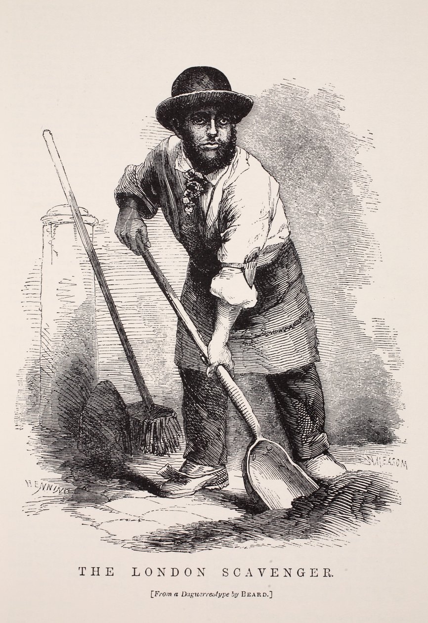 De Londense Vuilnisman, naar een daguerreotype door Richard Beard, illustratie uit London Labour and London Poor door Henry Mayhew, pub. 1862 door English School