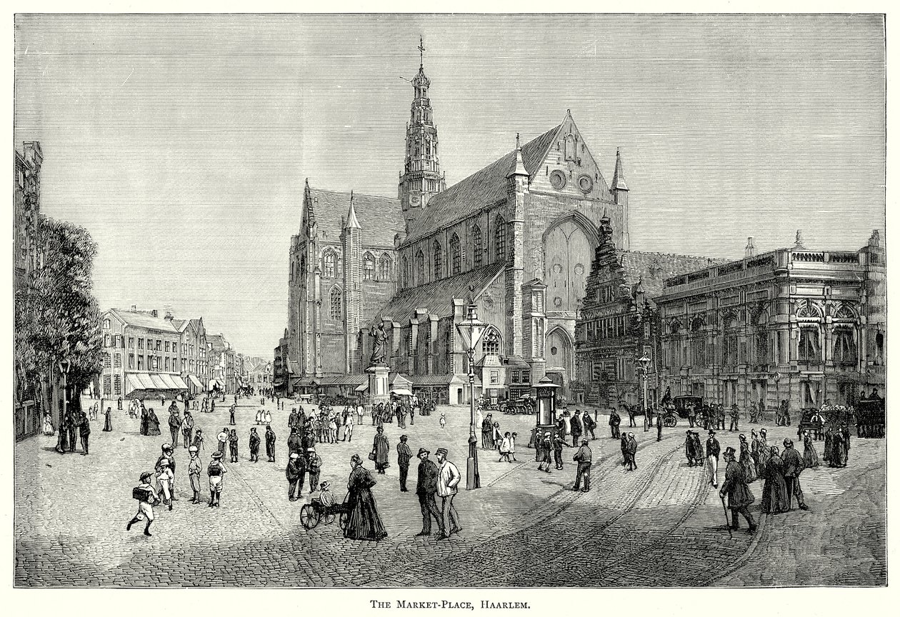 De Markt, Haarlem (gravure) door English School