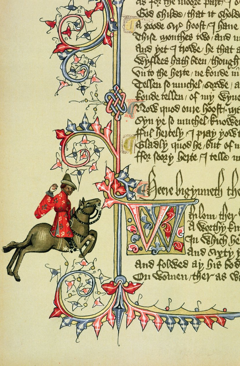 De Koopman, facsimile detail uit The Canterbury Tales, door Geoffrey Chaucer door English School