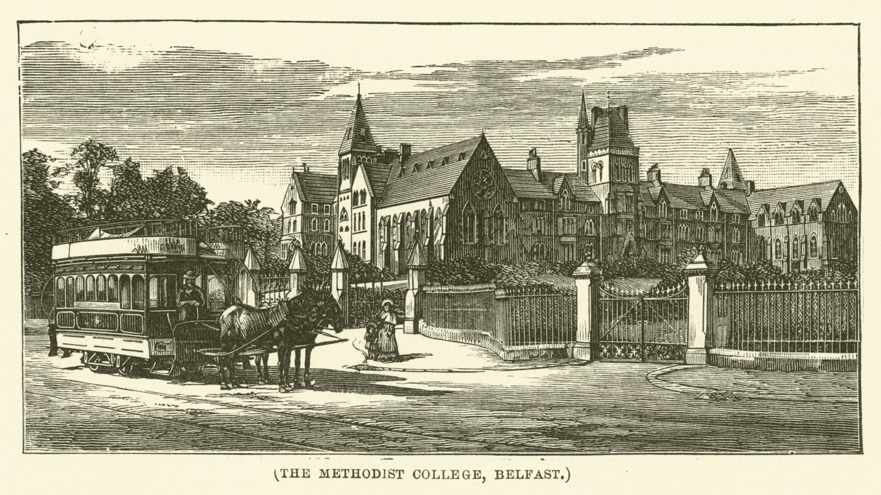 Het Methodistencollege, Belfast (gravure) door English School