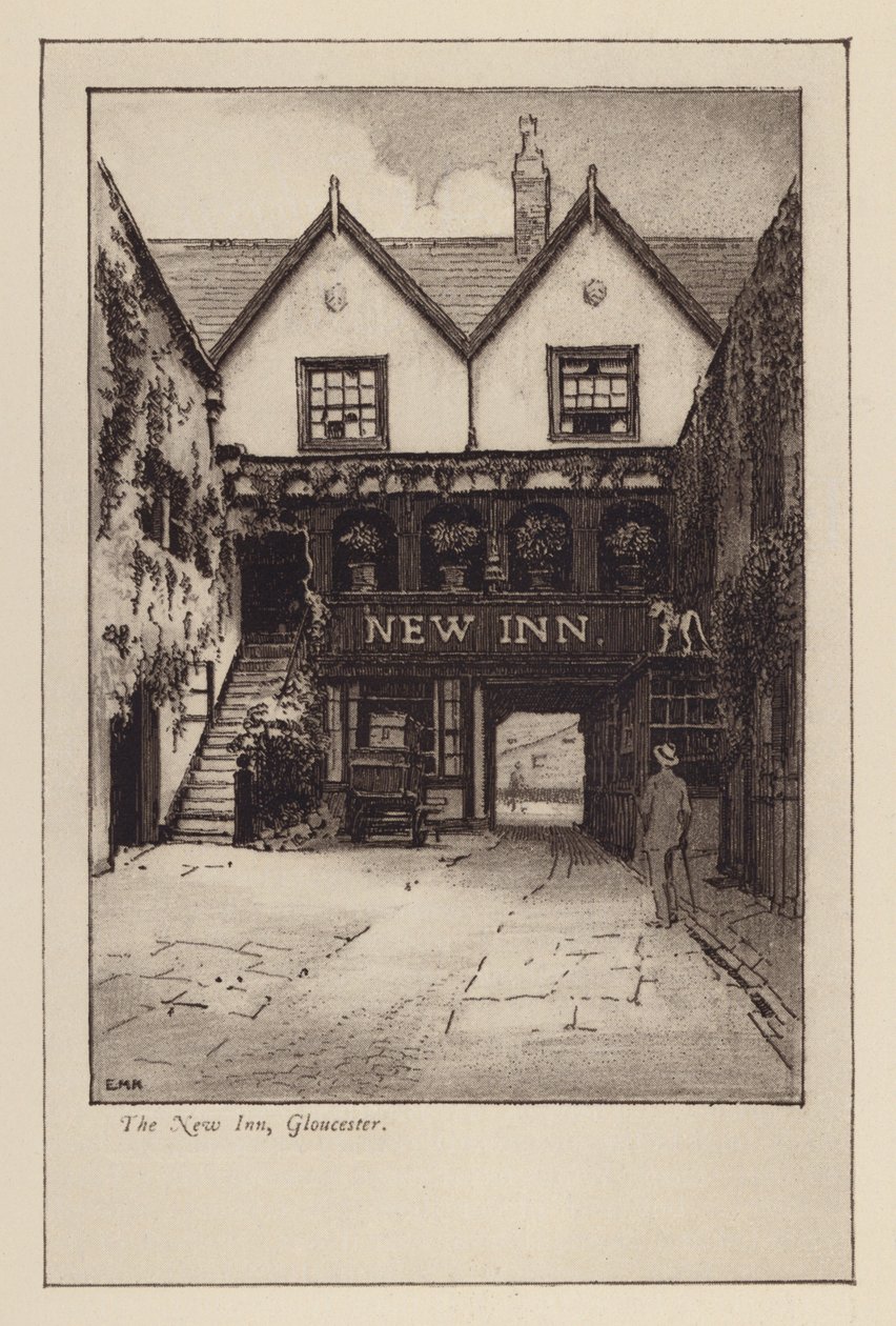 The New Inn, Gloucester (litho) door English School