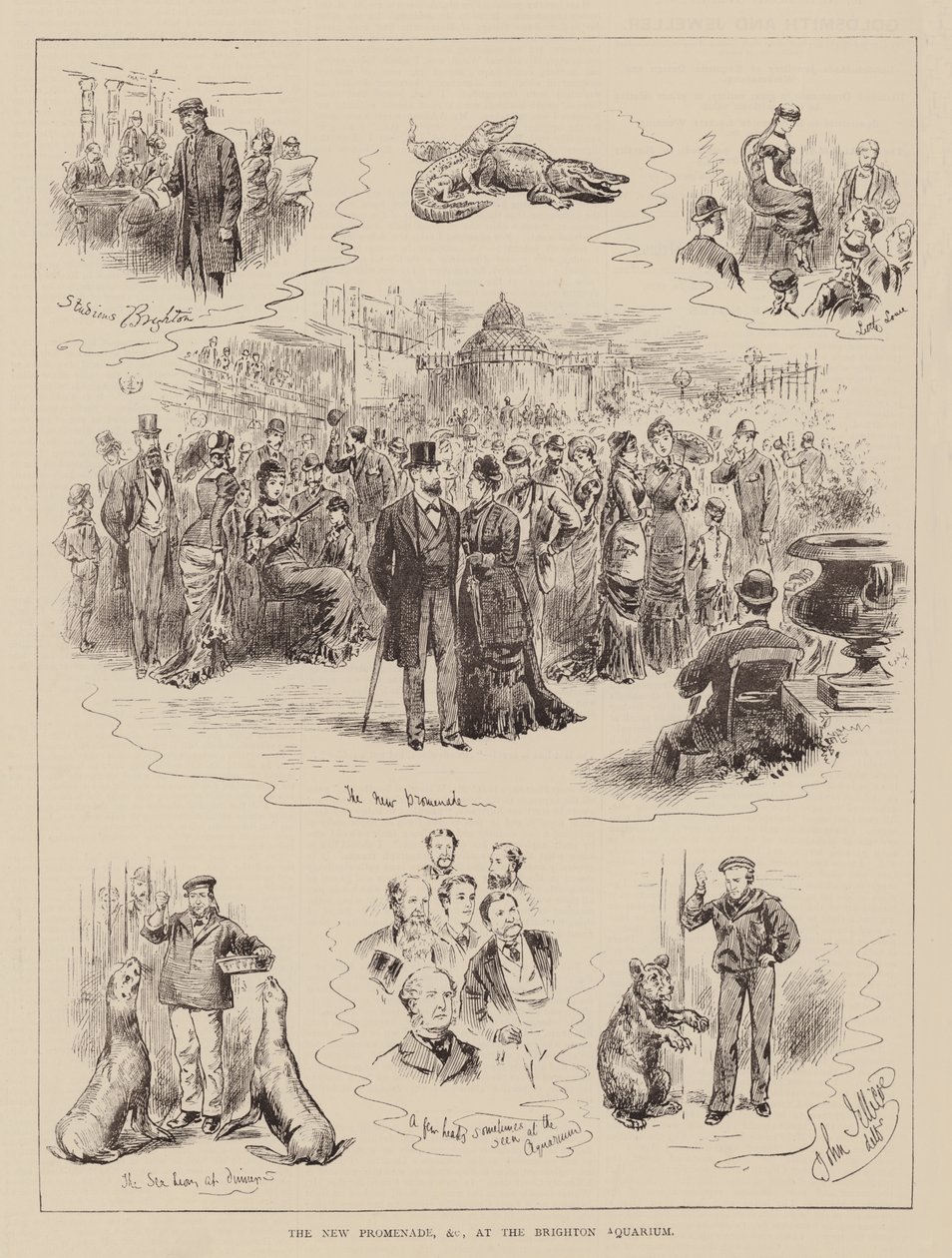 De nieuwe promenade enz. bij het Brighton Aquarium (gravure) door English School