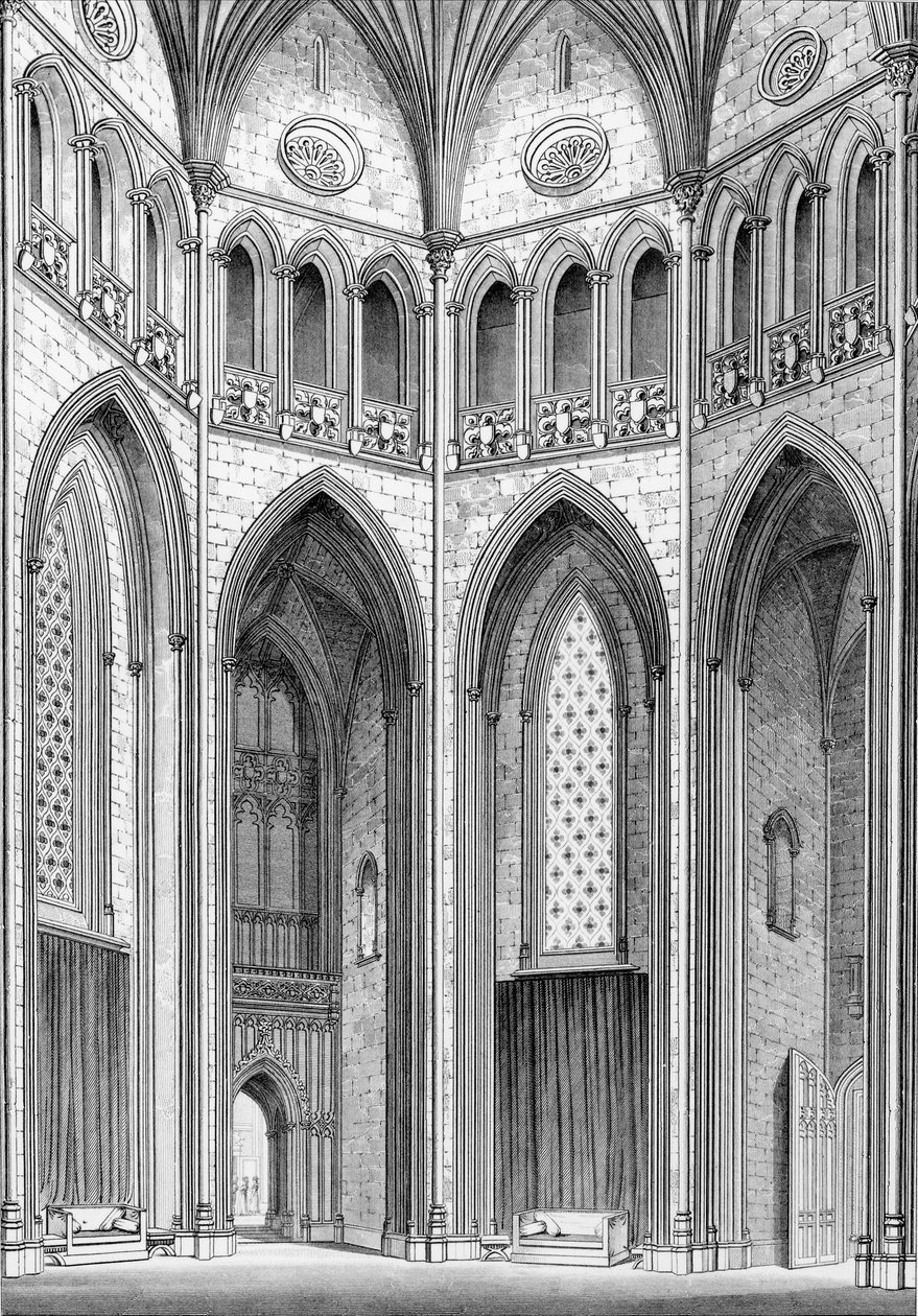 De Octagon, vanuit het zuidoosten, uit Grafische en Literaire Illustraties van Fonthill Abbey door John Britton, 1823 door English School