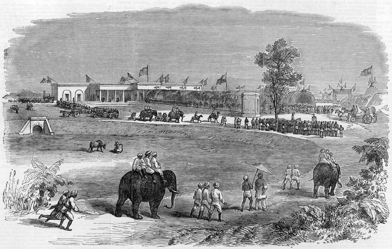 De Opening van de Oost-Indische Spoorweg: Het Burdwan Station, 1855 door English School