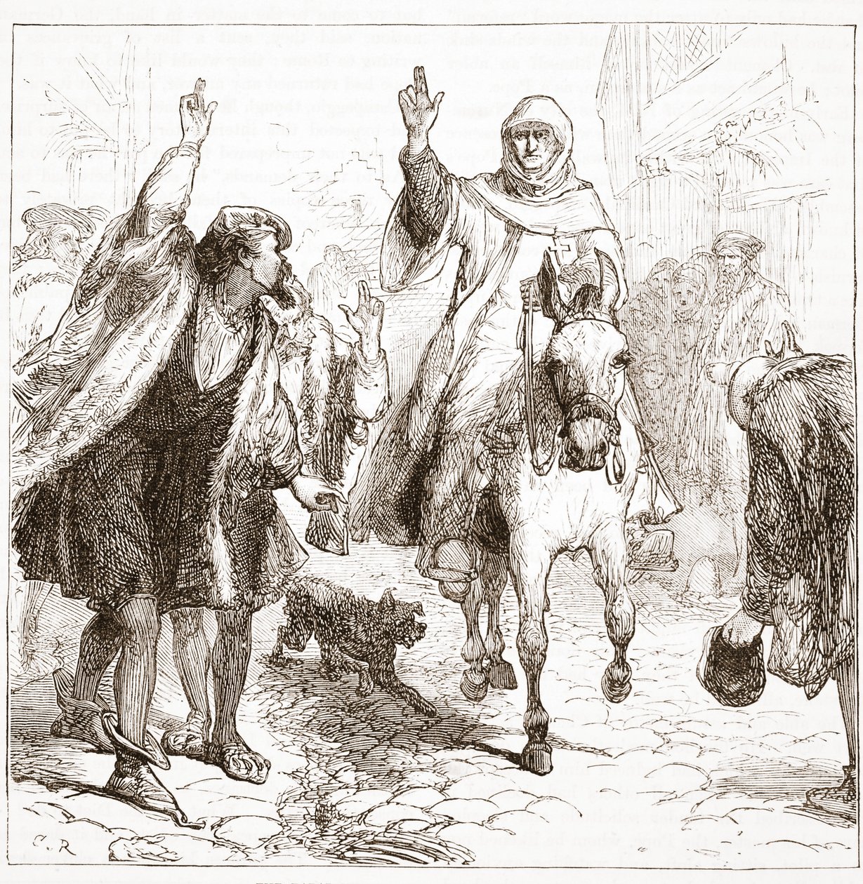 De pauselijke nuntius Chieregato in Neurenberg, illustratie uit De Geschiedenis van het Protestantisme door James Aitken Wylie, 1878 door English School