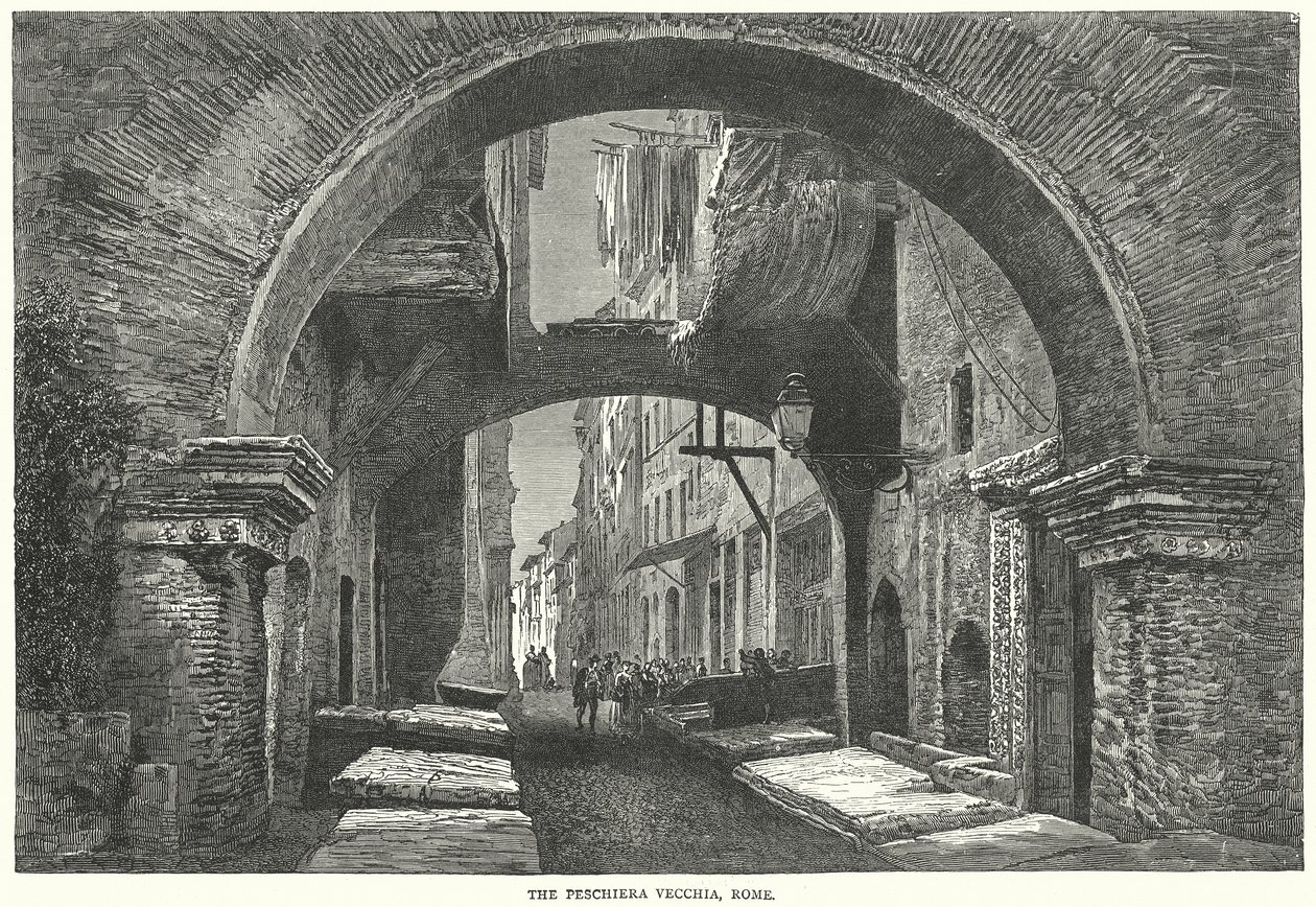 De Peschiera Vecchia, Rome (gravure) door English School