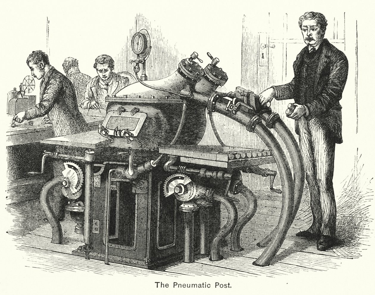 De pneumatische post (gravure) door English School